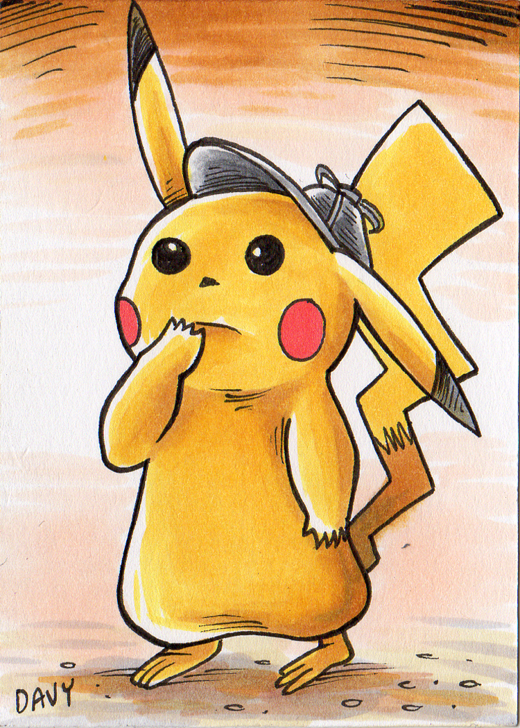Detective Picachu Sketch Card Art