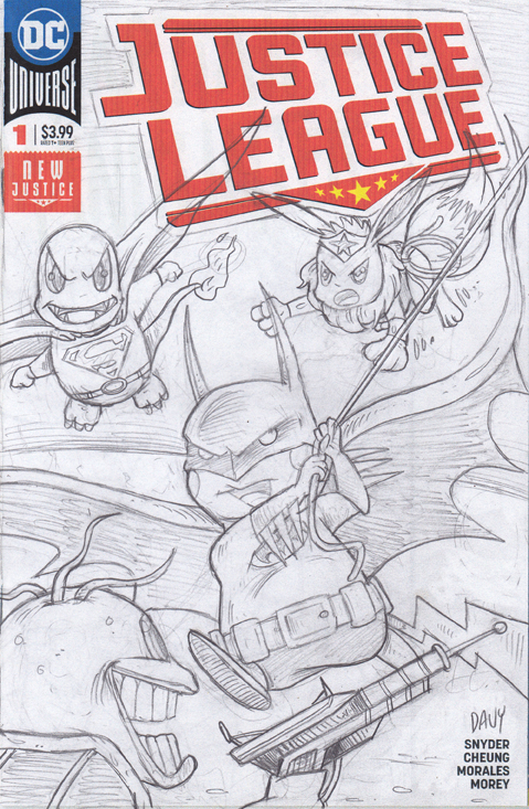Pokemon as the Justice League Pencil Sketch.