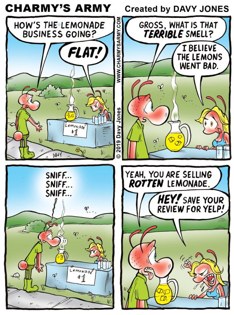 Frenchy is selling lemonade for a buck!