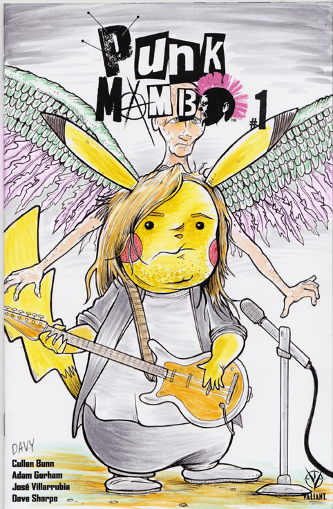 Pikachu as Kurt Cobain illustrated by cartoonist Davy Jones.