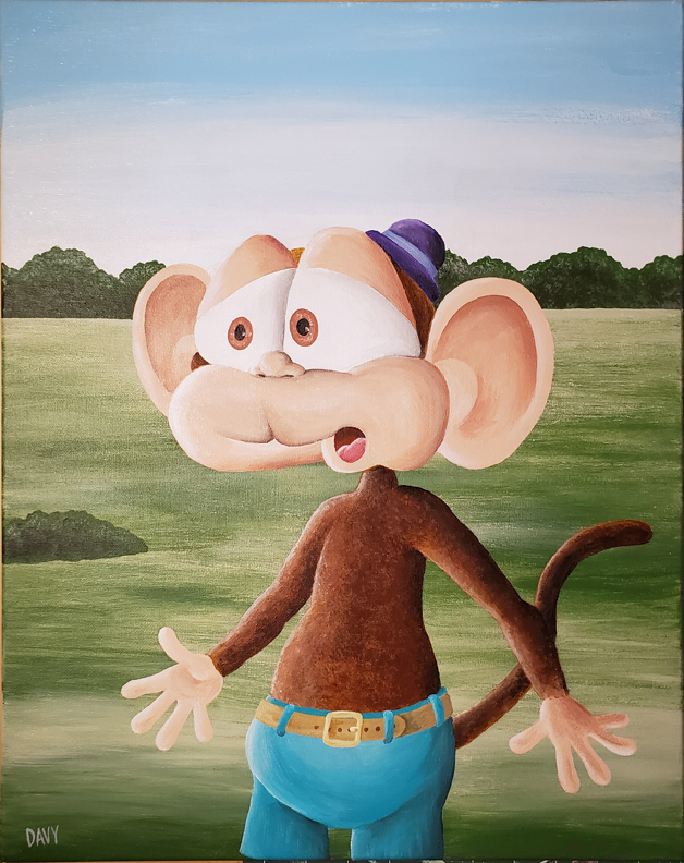 Acrylic Painting of Flimp the Chimp from my comic strip Charmy's Army
