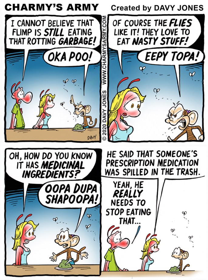 Flimp is STILL Eating from the GARBAGE in today's comic strip!!!!! So gross!!!!!!