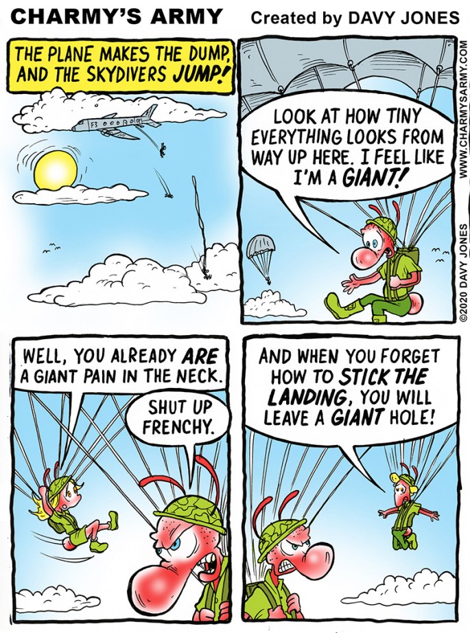 The gang plummet to their deaths in today's comic strip!