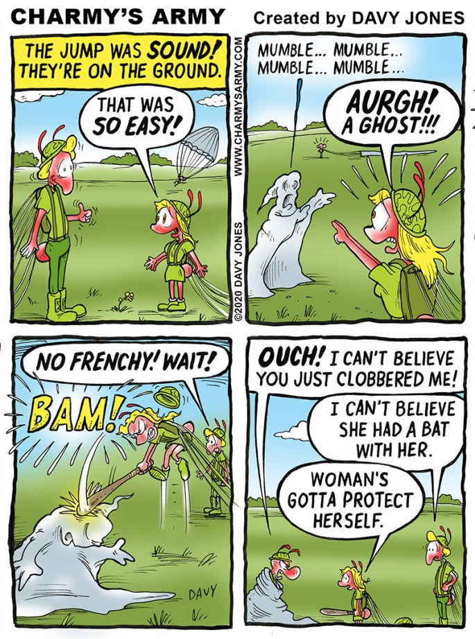 Frenchy beats the @#$@ out of a ghost in today's comic strip