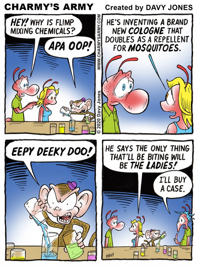 Flimp the Chimp messes with some DANGEROUS chemicals in today's comic strip