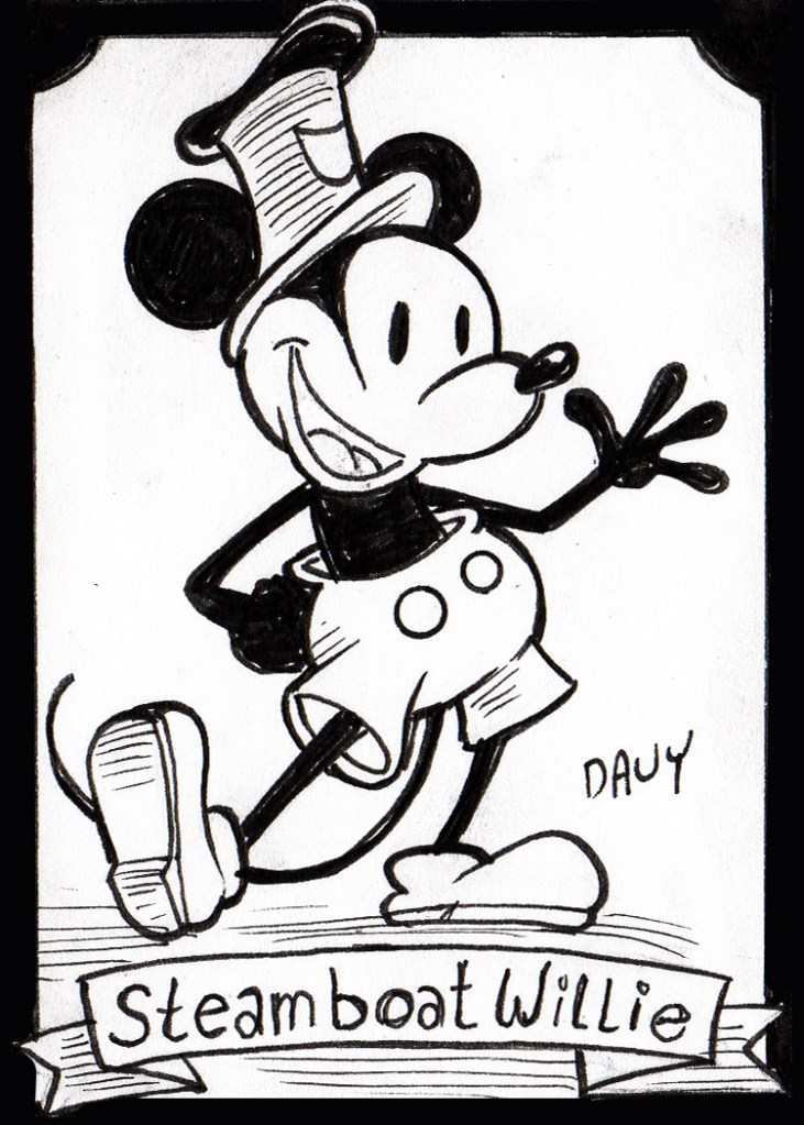 INKtober 2020 Day 21 - Mickey Mouse as Steamboat Willie as seen through the skills of cartoonist Davy Jones