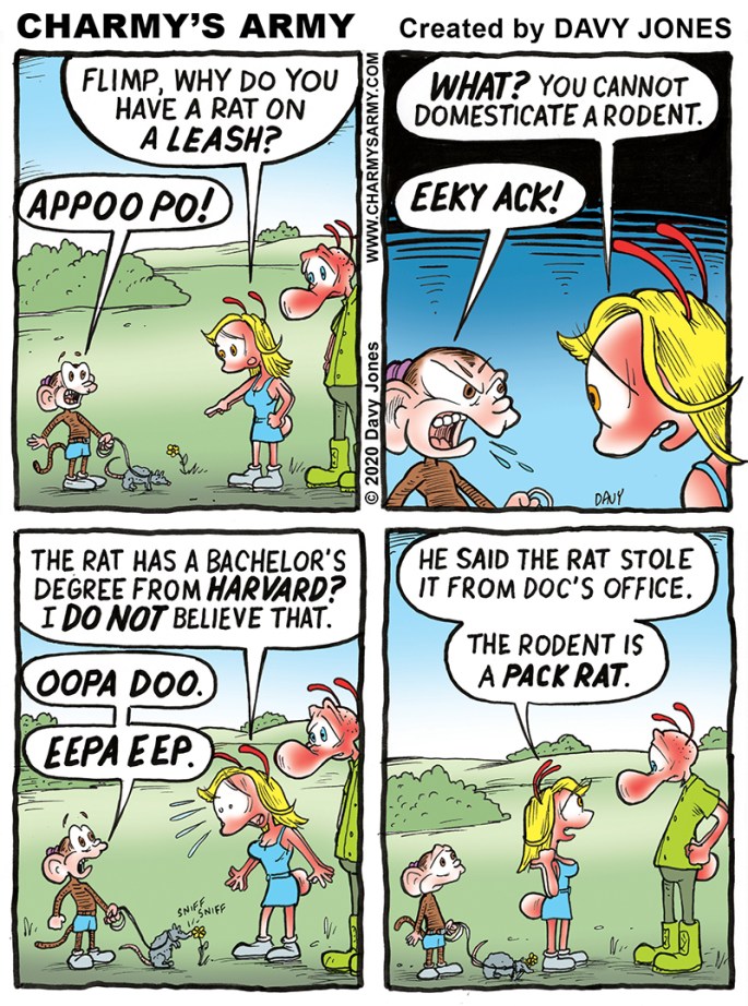 Flimp Keeps his Pet on a Tiny Leash in today's Comic Strip