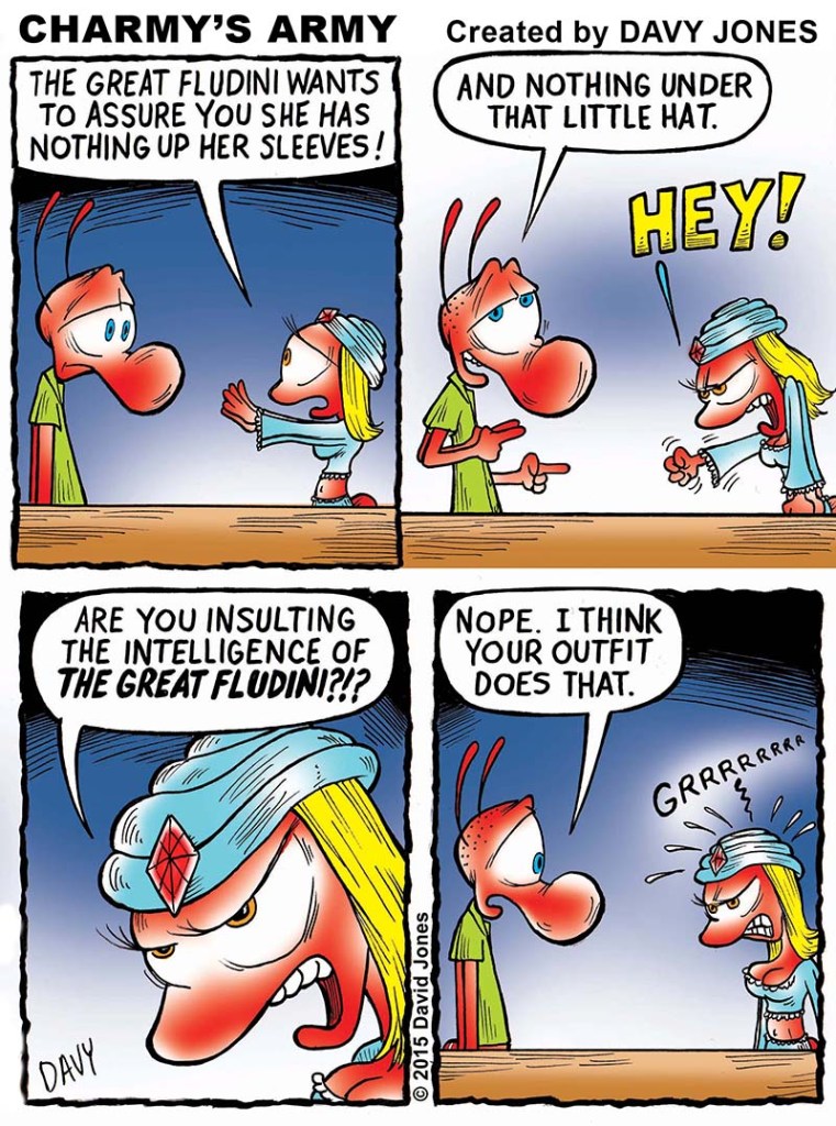 The Great Fludini's second appearance in my comic strip Charmy's Army.