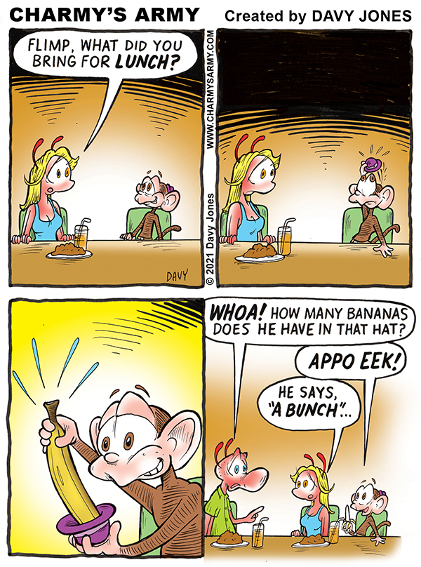 Flimp Hides His Big Banana from Everyone in Today’s Comic&nbsp;Strip.