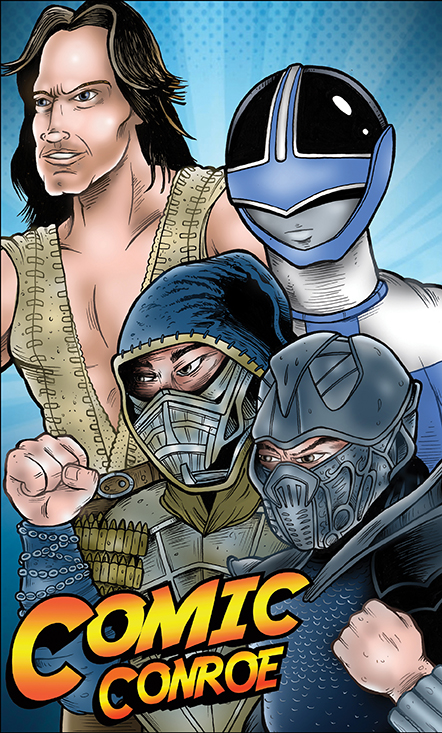 Unused Badge Art by cartoonist Davy Jones for Comic Conroe 2021
