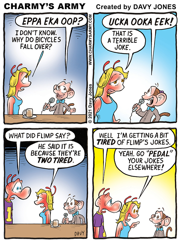 Flimp the Chimp’s Jokes need Training Wheels in Today’s Comic&nbsp;Strip