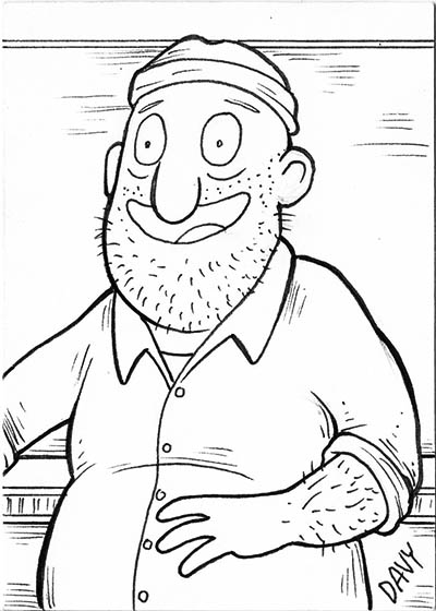 From INKtober 2021, here is some original art depicting Teddy from Bob's Burgers inked traditionally by hand by Davy Jones, creator of Charmy's Army,.