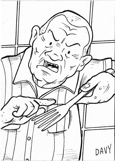 From INKtober 2021, here is some original art depicting Cotton Hill from Mike Judge's King of the Hill inked traditionally by hand by Davy Jones, creator of Charmy's Army,. 