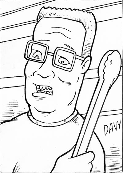 From INKtober 2021, here is some original art depicting Hank Hill from Mike Judge's King of the Hill inked traditionally by hand by Davy Jones, creator of Charmy's Army,. 