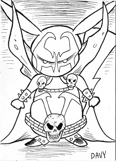 From INKtober 2021, here is some original art depicting Pokemon's Pikachu as Spawn inked traditionally by hand by Davy Jones, creator of Charmy's Army,. 