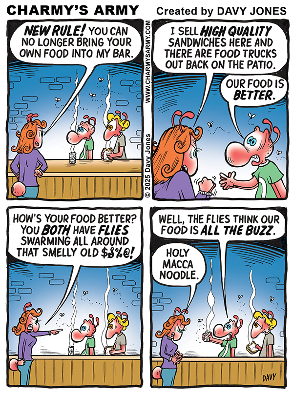 August 12, 2025: New Comic Strip from Charmy’s Army the Comic Strip – “Ranking the Bar – PART&nbsp;2”