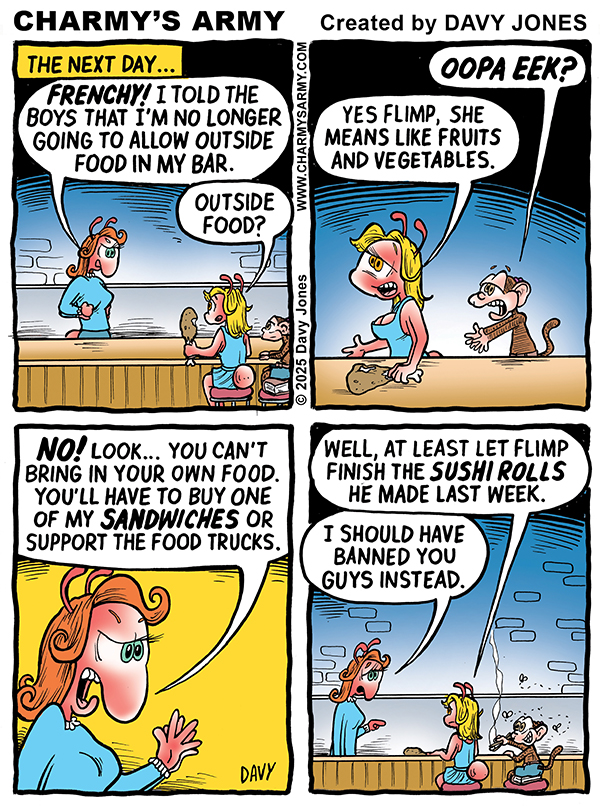 August 19, 2025: New Comic Strip from Charmy’s Army the Comic Strip – “Ranking the Bar – PART&nbsp;3”