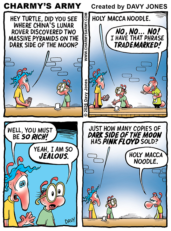 Everyone is using Charmy's catchphrase in today's comic strip and it is making Charmy angry.