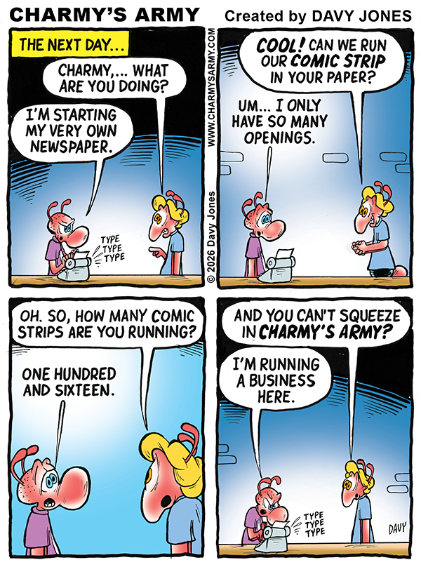 APRIL 18, 2026: New Comic Strip from Charmy’s Army, the Comic Strip about Charmy starting his own weekly newspaper – “When News BRAKES” Comic Strip 3 of&nbsp;6