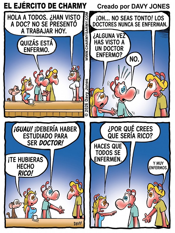 Charmy’s Army, la tira cómica — Detectives defectuosos — Capítulo 1: El caso del médico desaparecido: ¡Cuando los doctores no se enferman, se&nbsp;desvanecen!