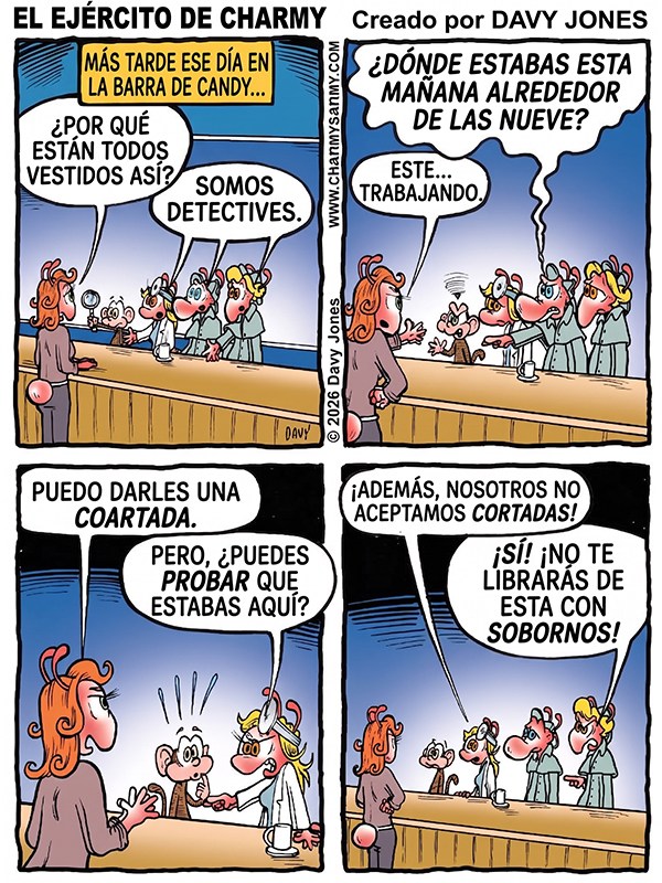 Charmy’s Army, la tira cómica — Detectives defectuosos — Capítulo 2: La sala de interrogatorios: Por qué las coartadas no están a la&nbsp;venta